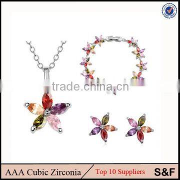 Fashion Jewelry 2015 AAA Zircon With Tin Alloy Wholesale Jewelry Set