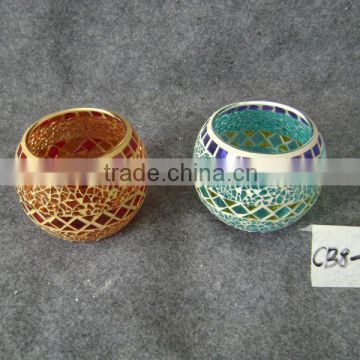 mosaic round ball candle holders