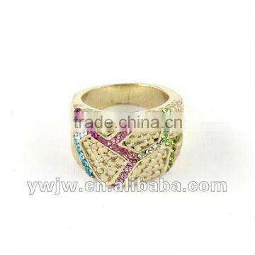 romantic plated gold colorful amor lovers finger rings (JW-7007)