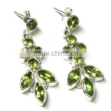 Natural Gemstone 925 Sterling Silver Peridot Earrings Jewellery