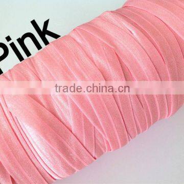 wholesale pink fold over elastic trim