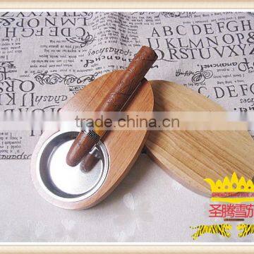 WOOD CIGAR ASHTRAY rubber wood stainless steel ashtray CIGAR ASHTRAY