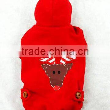 pet santa hoody/pet red xmas with deer printing hoody