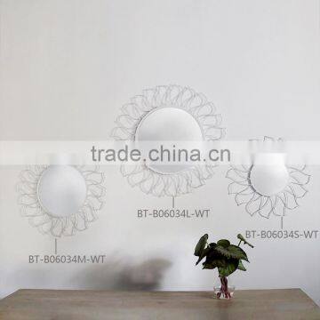 Stainless still sun shaped wall mirror hanging mirror