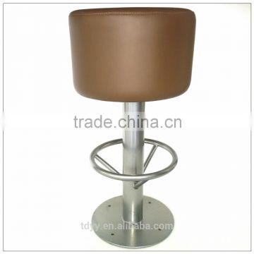 TDC-N-1 QVB HANGZHOU JIANDE TONGDA BROWN COLOR 304 STAINLESS STAIL BASE WITH FOOT REST ROUND PU SEAT BARSTOOL