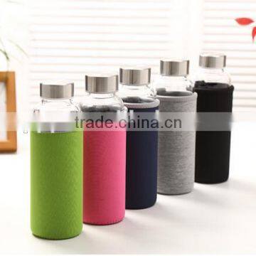 Glass water bottle with hot water bottle cover