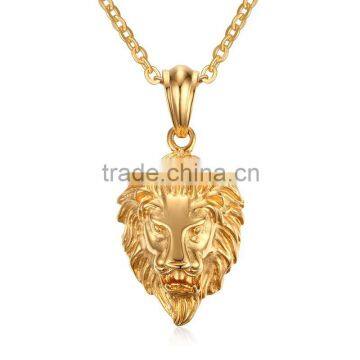 Hip Hop Fashion Necklace Accessories Gold Lion Head Pendant Necklace Titanium Punk Necklace Jewelry For Men