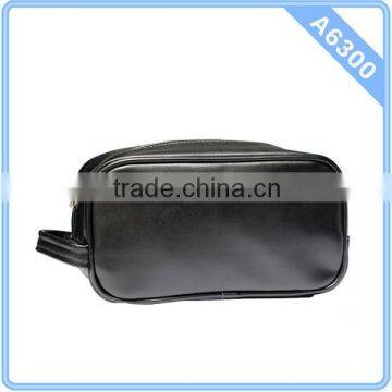 Black Leather Men Toilet Bag