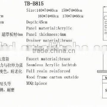 European Style Built-In Type Rectangle Durable Hot and Cold Massage Bathtub photo-2