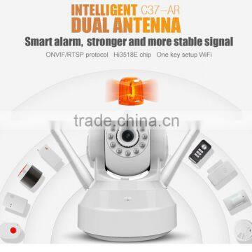 Wireless Home Security Alarm 1080P Dual Antenna Ip Camera With Siren Door Sensor