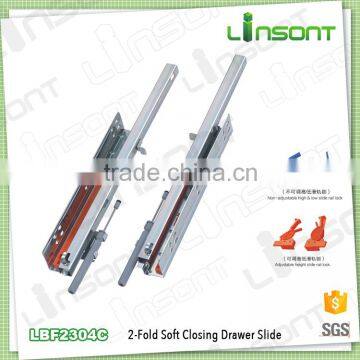 hardware supplier 2-fold undermount soft close channel furniture fittings drawer slide