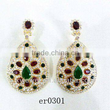 New fashion designs diamond drop earrings green earrings men earrings