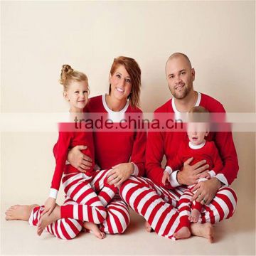 hot sale! 100% cotton long sleeve kids couple striped blank sleepwear family matching christmas pajamas for chrilren and adult