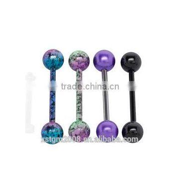 new style tongue ring balls barbell bar piercing jewelry