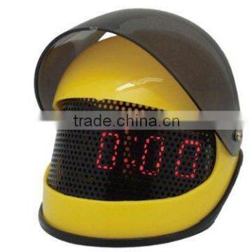 LED Racing Helmet Shape Sound Control Table Desk Alarm Clock