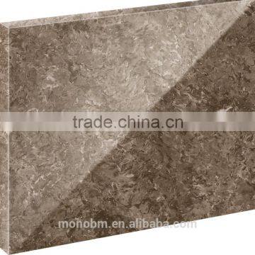 Foshan High polished irregular shaps and light brown waves quartz stone for countertop buyer