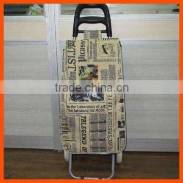 Shopping cart with news paper pattern