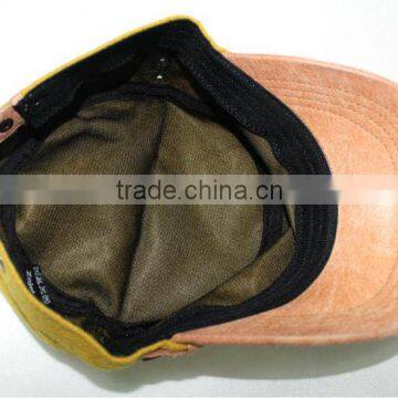 High Quality Woolen Cloth Leather Brim Flat Cap