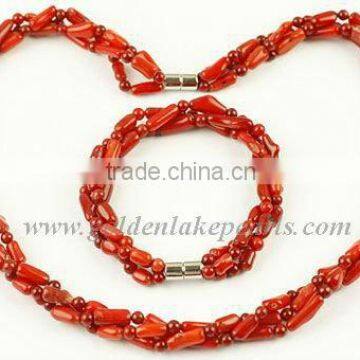 Red Coral Fashion Jewelry Set