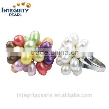 multi colors natural freshwater pearl manufactures silver plated cheap pearl ring