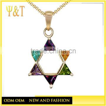 Jingli Jewelry hot Selling Gold Crystal Star of David Necklaces Made in China