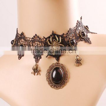 MYLOVE Hot Copper Oranment spider Black Lace Choker Handmade Necklace Lolita Goth Punk MLY274