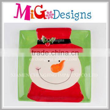 Swedish Snowman Character Ceramic Square Plate Wholesale