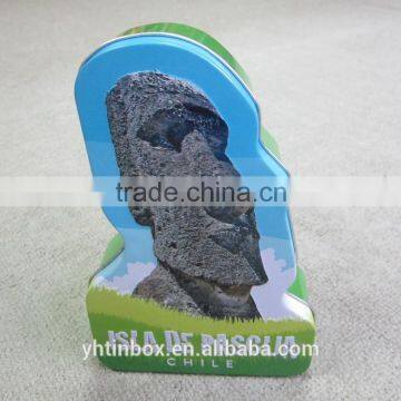 head shaped tin box for gift