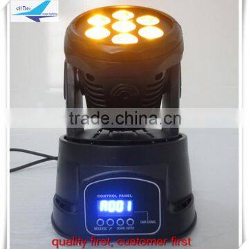 6 in 1 rgbwa uv 7x18w dmx led moving head light mini