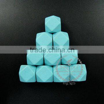 20*20*20mm Painted Color Light Green Wood Beads Polyhedron Beads DIY Findings Supplies 3000045