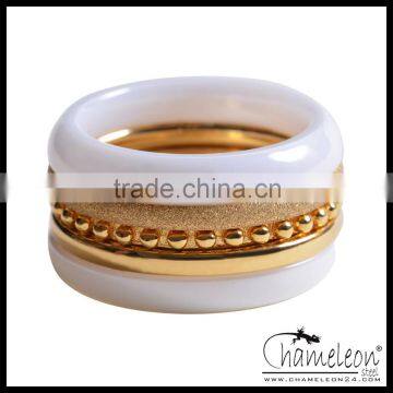 Chameleon Wholesale Jewelry Ceramic Steel Combination Stacked Ring Set photo-5