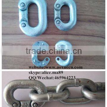 cast galvanized chain connecting link oval shaped missing link in rigging