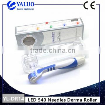 540 needles derma roller with 4 colours led for skin rejuvenation