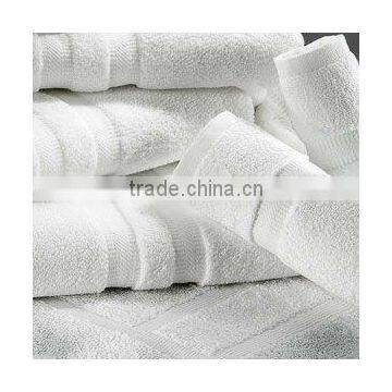 New bright withe premium hotel dobby border hand towel