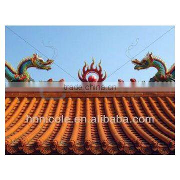 Chinese classical ceramic large dragon sculpture roof