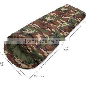 Camouflage Single Person Envelope Sleeping Bag with Carrying Bag for Kids or Adults