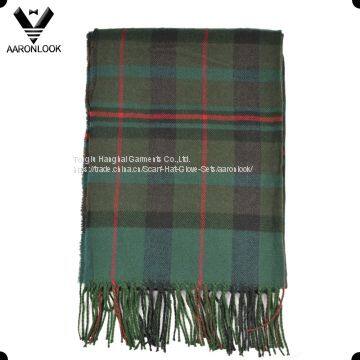 2017 Fashion New Unisex Acrylic Cashmere Brushed Stripe Plaid Scarf With Fringes photo-2