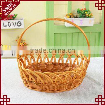 S&D eco-friendly 100% hand made poly rattan wicker gift basket with handle