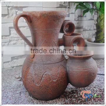 Small Indoor Multi Ceramic Pot Fiberglass Fountain photo-2