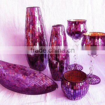 Good Quality Silver Mirror Mosaic Candle Holder photo-5