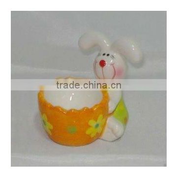 wholesale easter ceramic candle holder with bunny design