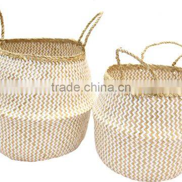 Zigzag Seagrass Storage Basket/ Seagrass Basket for Home Decor photo-2