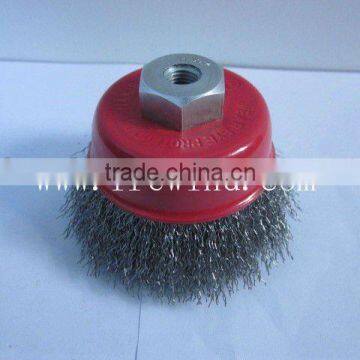 4"crimped wire cup brush with nut