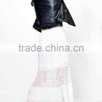 Party Wear Long Tiered Dance Skirts Lace Panelled Tassel Tie Bohemian Maxi Skirts Wholesale photo-4