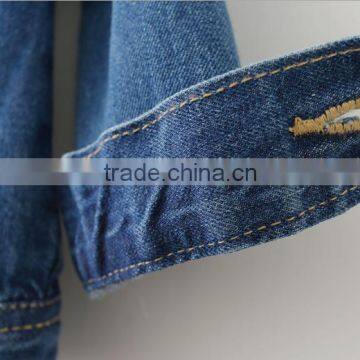 Hot Sale Boutique Girl Clothing Ripped Turndown Denim Outerwear photo-3