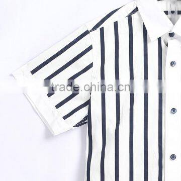Short Sleeve Senior Cotton Strip School Uniform Shirt photo-4