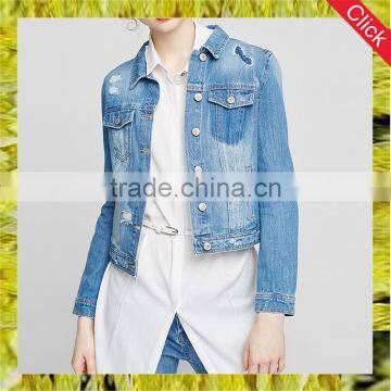 New stylish vintage plain denim jean jackets and coats womens classic spring bomber jacket