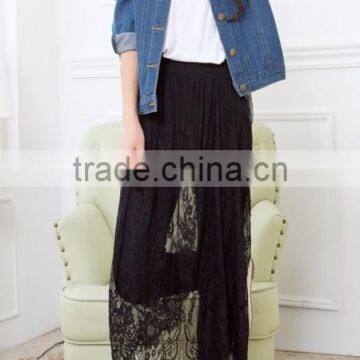 casual design lace crochet full length skeggings