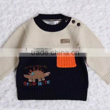 Dinosaur Design Baby Pullover Modern Patchwork Knitting Sweater photo-3