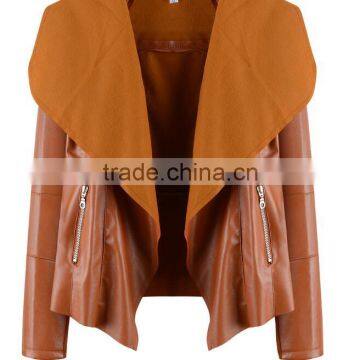 zm50328b europe new modle lady coats lapel loose women leather jacket